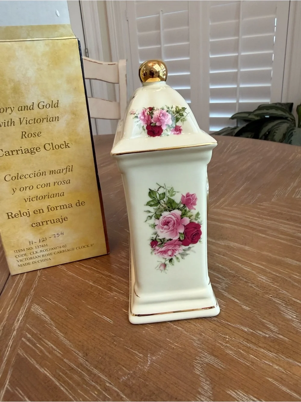 Vintage Formalities by Baum Bros Victorian Rose Carriage Clock
